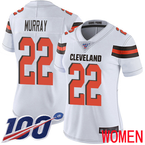 Cleveland Browns Eric Murray Women White Limited Jersey #22 NFL Football Road 100th Season Vapor Untouchable->women nfl jersey->Women Jersey